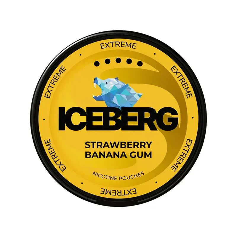 Iceberg Strawberry Banana Gum 50 mg | Small Pouches Iceberg Strawberry Banana Gum 50 mg nicotine pouch can from Small Pouches