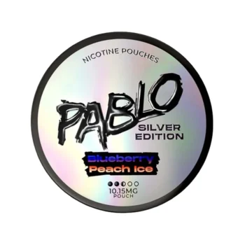 PABLO Silver Blueberry Peach Ice 4 Router 10.15 mg nicotine pouch can from Small Pouches