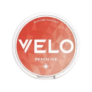 VELO Peach Ice 10 mg nicotine pouch can from Small Pouches